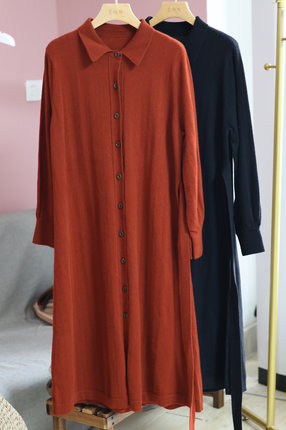 【LU】 衬新如意   Polo领纯羊绒连衣裙腰带款衬衫上衣/干练/时尚