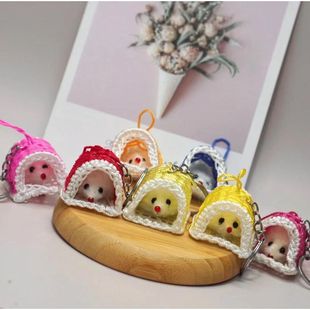 小房子水貂毛毛绒小狐狸挂饰女生可爱小笼子老鼠包包毛挂件钥匙扣