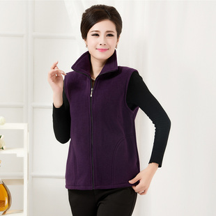 妈妈装秋冬新款摇粒绒马甲女立领拉链保暖抓绒坎肩背心工服定制