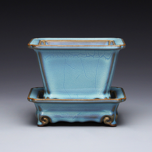 禹州钧瓷长方式花盆套装仿古北宋钧窑博物馆复刻高端收藏艺术复古