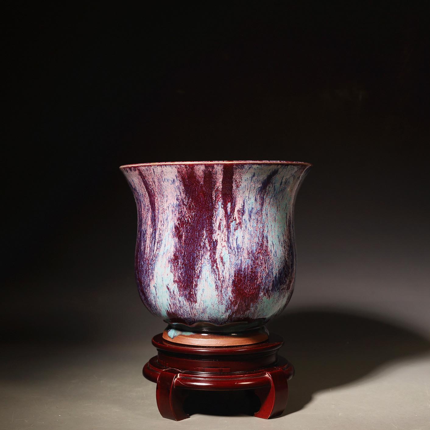 禹州神垕镇钧瓷花盆摆件家居鱼缸钧窑画筒陶瓷高端珍品大师周松建