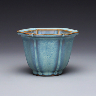 北宋钧窑葵花式花盆博物馆钧瓷复刻宋代皇家官窑仿古工艺高端收藏