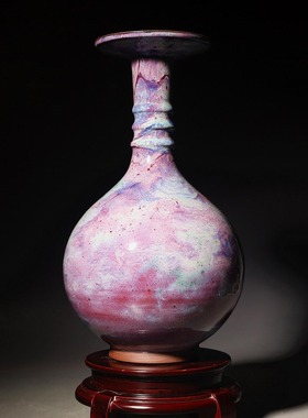 北宋钧窑非遗作品花瓶摆件钧瓷瓷器家居装饰品高端收藏价值纯手工
