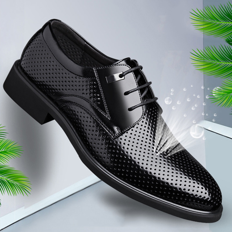 夏天皮鞋男夏季有孔韩版镂空透气孔真皮青年防臭商务打孔男装凉鞋,流行男鞋,洞洞鞋,淘宝优惠券,粉丝福利购,淘宝优惠卷