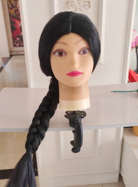 黑色单辫假发套中分麻花辫村姑表演男生反串装扮整顶假发cosplay