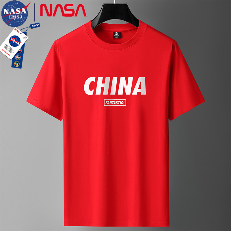NASA中国风纯棉短袖t恤男女同款休闲体恤上衣圆领学生新疆棉半袖T