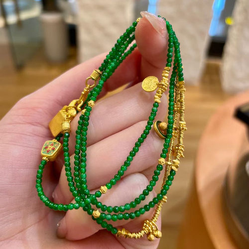 毛衣链翡翠纯银冰透小众百搭国风