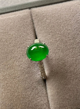 天然冰种玻璃体玉髓戒指简约经典百搭帝王绿媲美翡翠可调节指环女