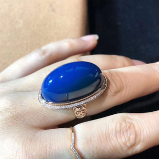 新品5A净水多米尼加蓝珀戒指女款925镀金18k金琥珀蜜蜡男女款宽戒