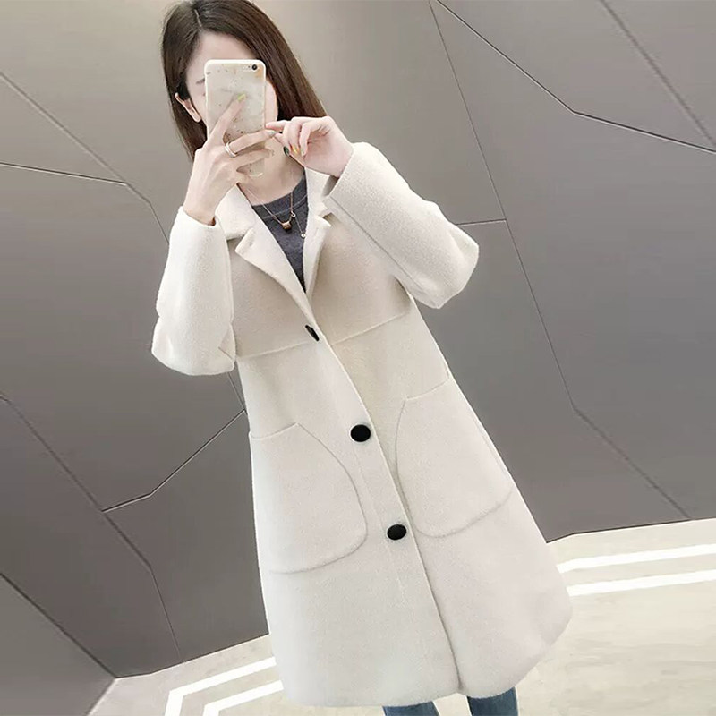 秋冬中长款水貂绒外套2026新款套装大码上衣纯色女装洋气长款开衫