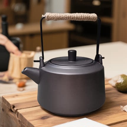粗陶壶围炉煮茶壶户外明火炉炭烧水壶提梁壶家用电陶壶陶瓷泡茶壶