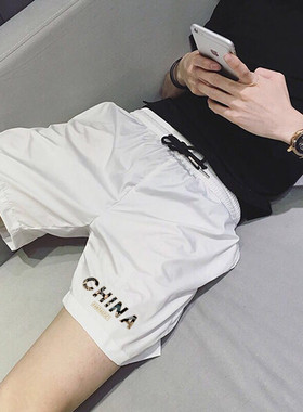 男士短裤夏季速干四分裤修身薄裤衩潮流百搭帅气2025新款印花半裤