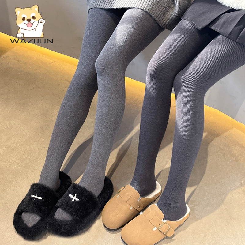 280D显瘦金棉微压美腿袜塑形收腹提臀打底连裤袜黑灰色条纹裤袜