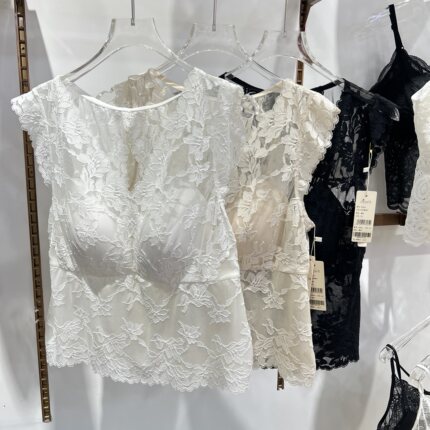 实体同款法式蕾丝吊带背心免穿文胸女性感修身显瘦外穿内搭26002