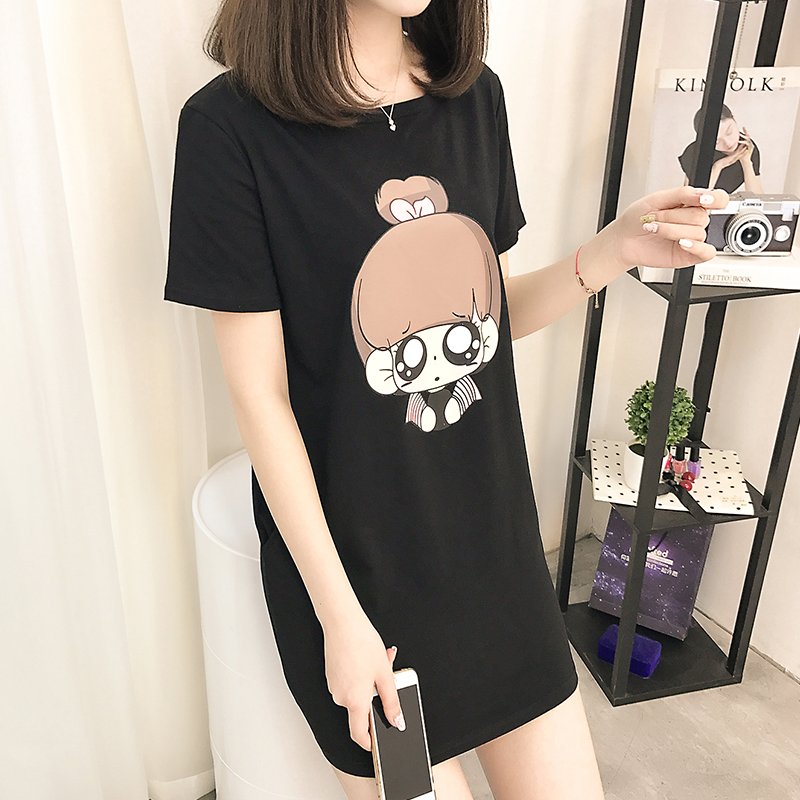 短袖t恤女夏装2018新款韩范宽松百搭中长款半袖打底衫上衣服女装