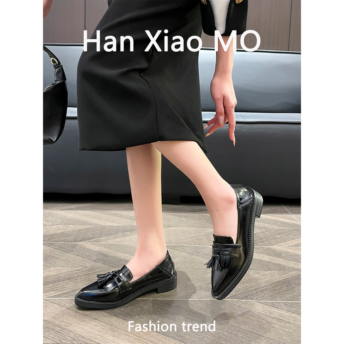 复古风低跟流苏尖头乐福鞋女2026年春季新款一脚蹬小皮鞋大码,女鞋,浅口单鞋,淘宝优惠券,粉丝福利购,淘宝优惠卷