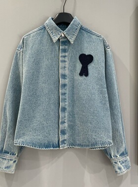 Ami De Coeur25女士秋冬新款编织大爱心水洗牛仔衬衫女款短外套潮