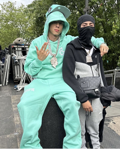 6PM Drill刺绣字母嘻哈加绒套头连帽卫衣长卫裤男潮运动套装外套