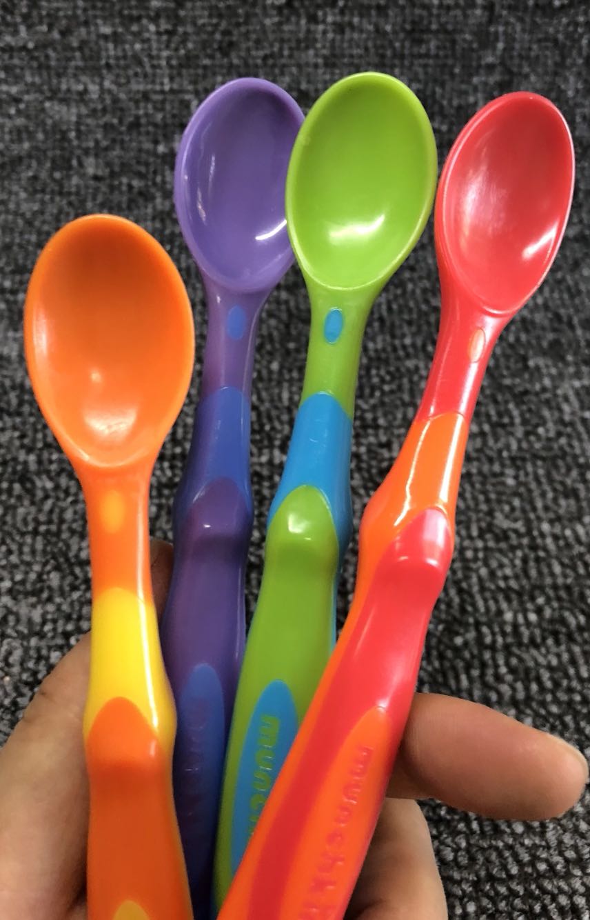 婴幼儿6支装美国munchkin 满趣健宝宝长柄软头勺辅食勺防呛 清仓