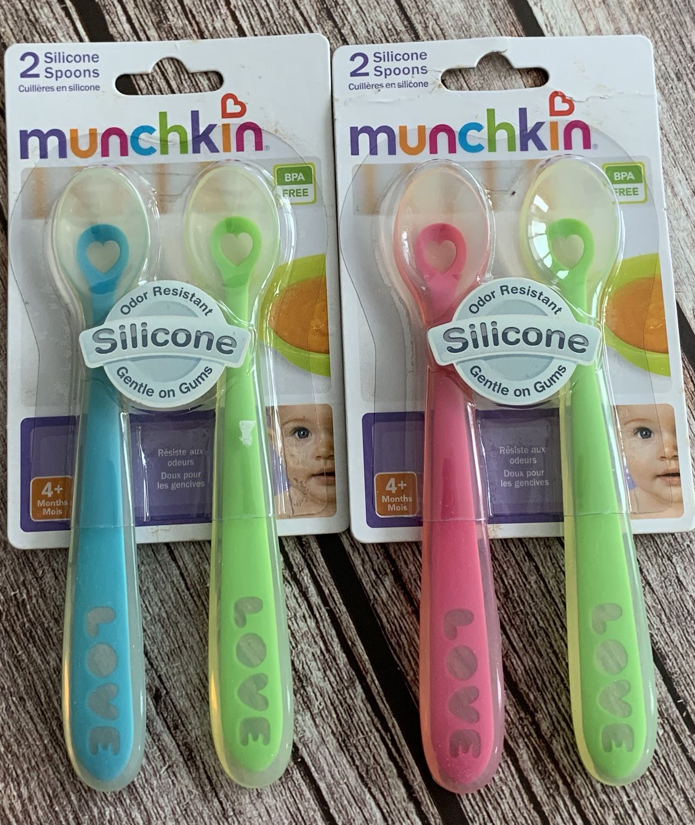 2支!4月龄宝宝硅胶勺 munchkin silicone 婴幼儿辅食勺防呛清仓