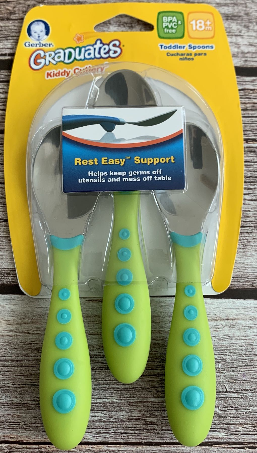 【平放不沾桌面】gerber嘉宝NUK 儿童不锈钢勺子粗杆防滑手柄清仓