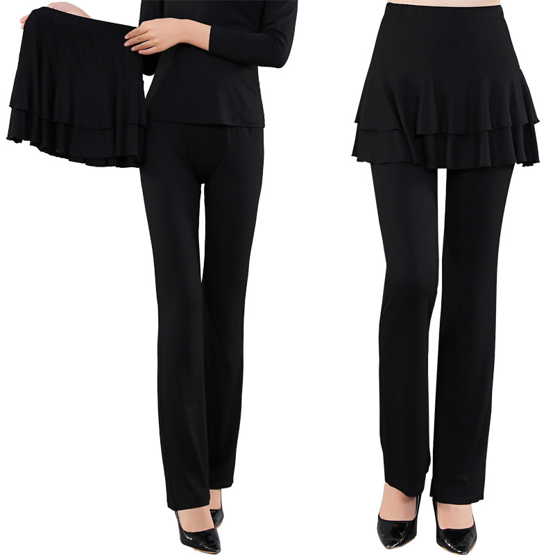 莫代尔舞蹈裤广场舞分体裙裤女微喇练功长裤春夏拉丁舞跳舞裙裤子