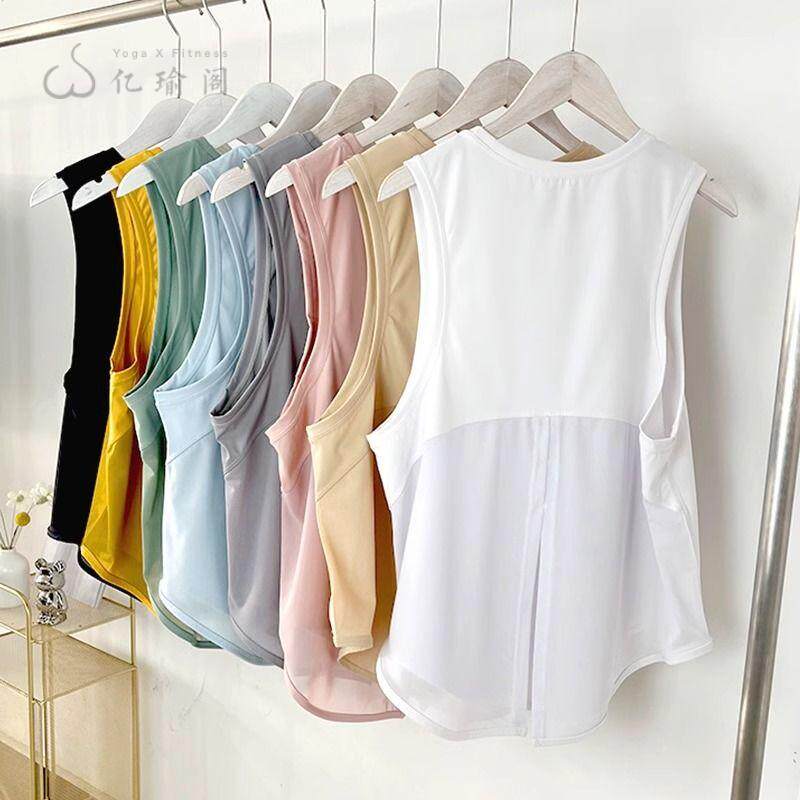 运动速干背心女夏季薄款宽松健身跑步工字背心普拉提瑜伽罩衫上衣