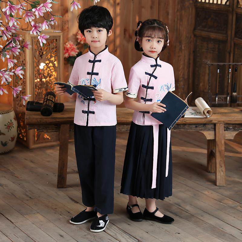 汉服男童国学服中儿童古装小学生男孩书童服装女童襦裙演出服