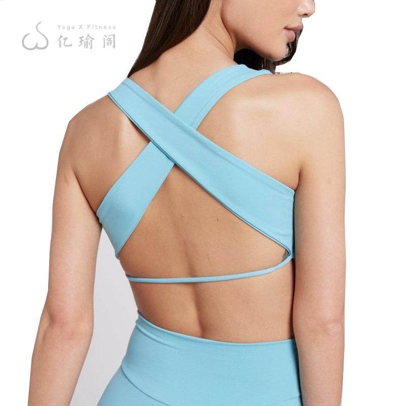 欧美运动美背交叉健身背心女