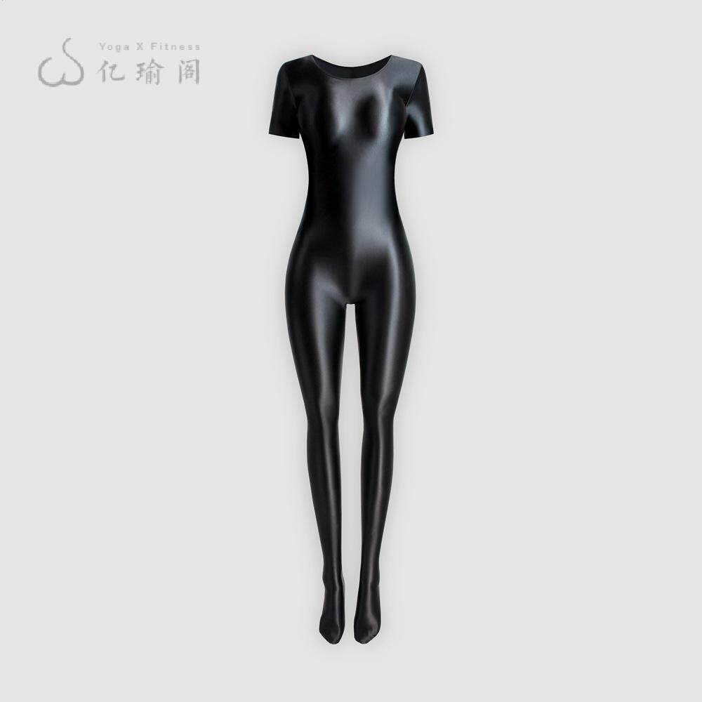 艺术体操弹力光泽连体紧身短袖女