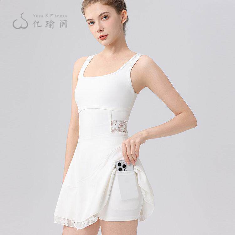 女网球裙连衣裙拼接蕾丝美背