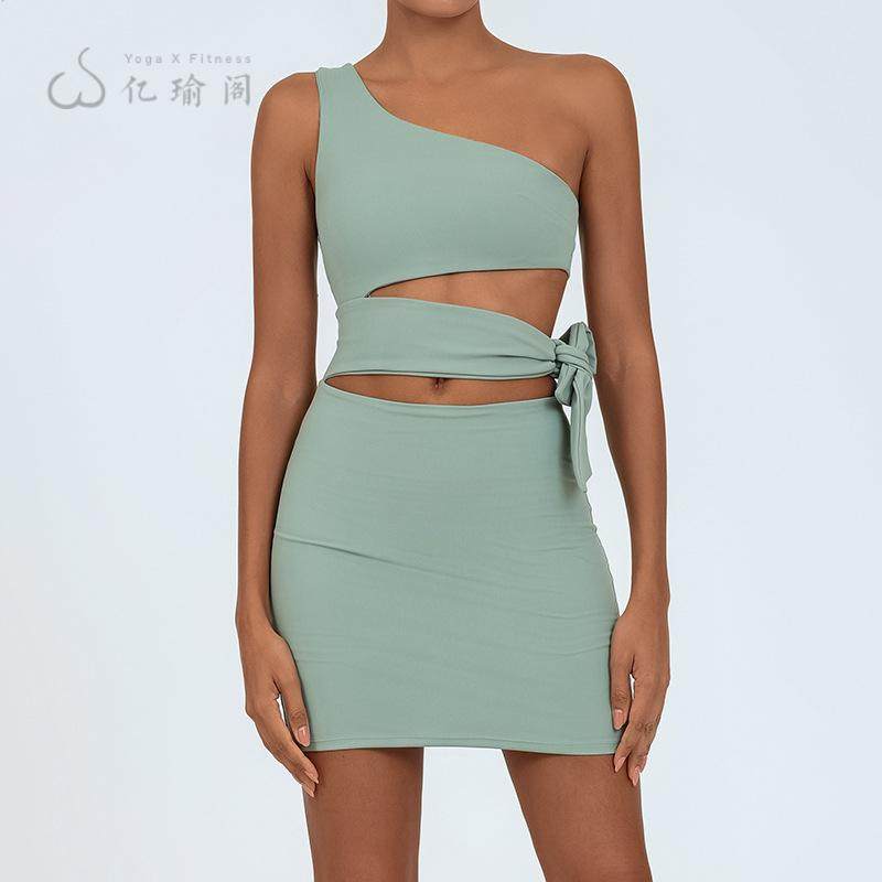 欧美裸感羽毛网球瑜伽连体裙