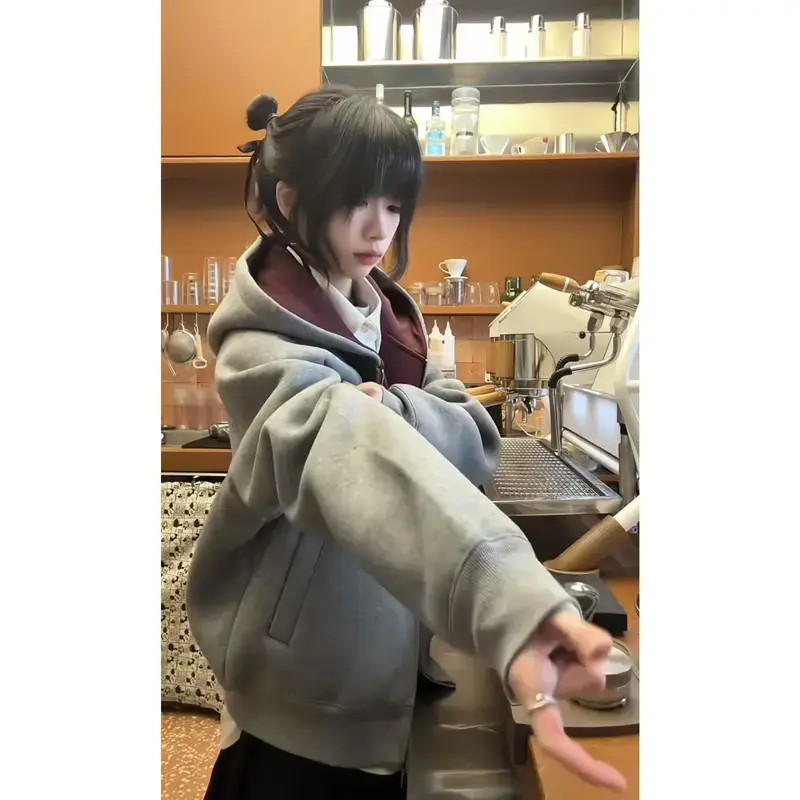 【707同款】帝王红内空气层款连帽卫衣男重磅开衫400gboxy外套