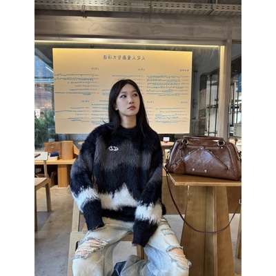 软糯水貂绒毛衣男女秋冬季设计感复古慵懒风高级感加厚外穿针织衫