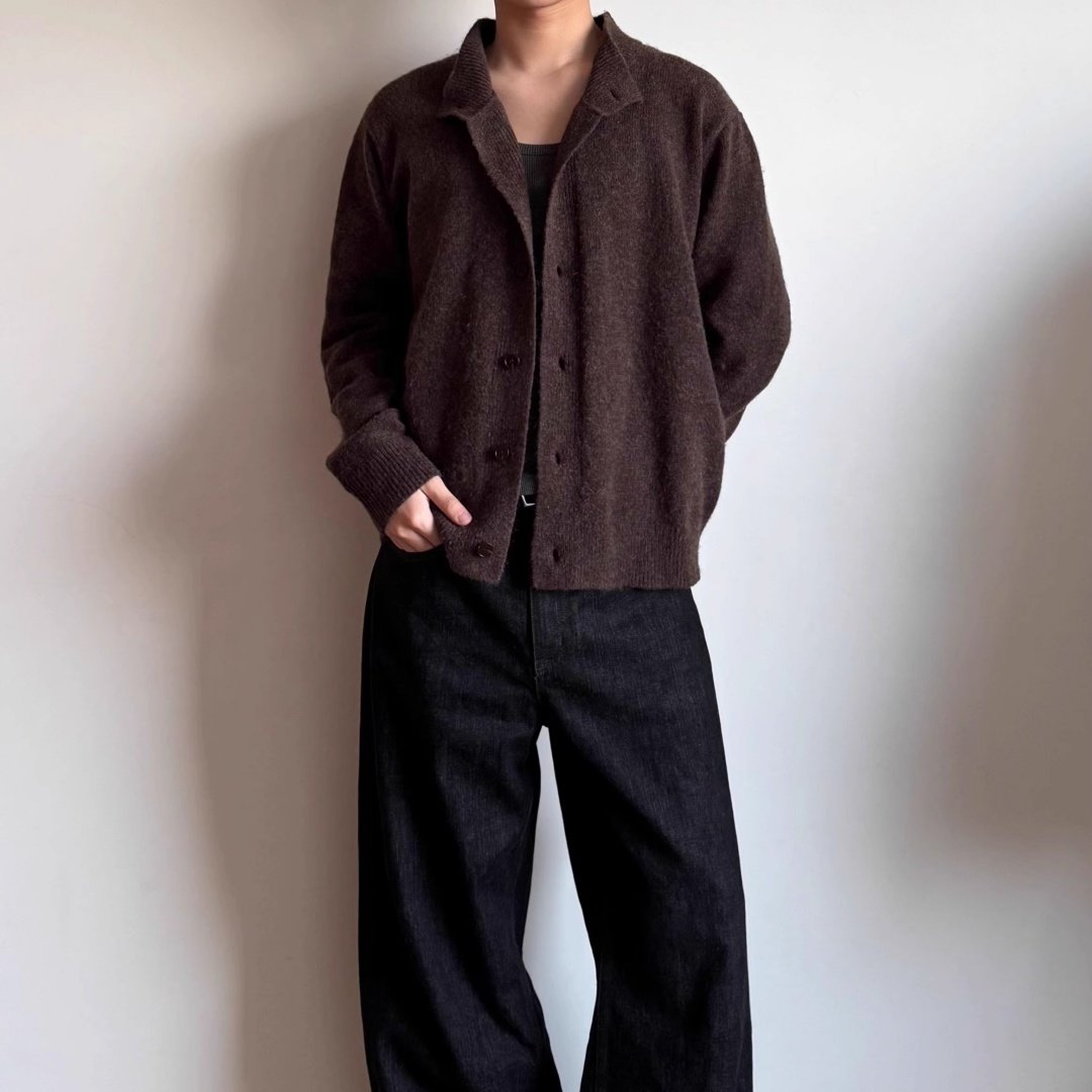 老钱风半高领毛衣开衫男女高级感简约痞帅慵懒风百搭休闲针织外套