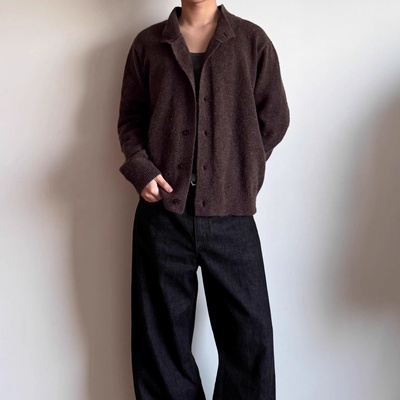 老钱风半高领毛衣开衫男女高级感简约痞帅慵懒风百搭休闲针织外套