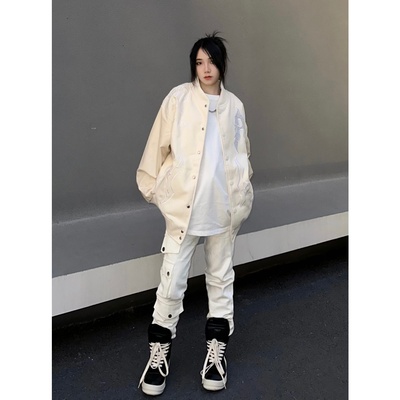 秋冬季国潮美式高街vibe风烫钻刺绣棒球服男女飞行员夹克情侣外套