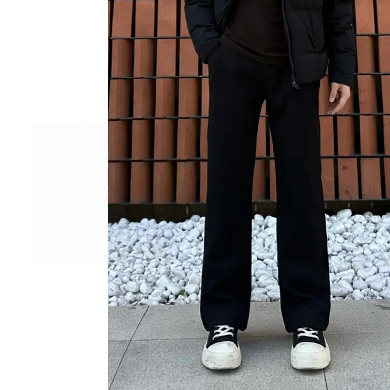 黑色美式男款弯刀直筒裤宽松休闲西裤长裤子