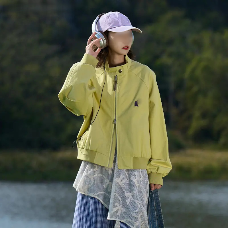 日系短款刺绣立领外套男女2025秋季新款小个子洋气休闲棒球服夹克