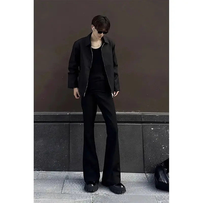 美式弯刀裤子男春秋美式cleanfit休闲西裤垂坠感高级感男生微喇裤