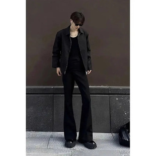 美式弯刀裤子男春秋美式cleanfit休闲西裤垂坠感高级感男生微喇裤