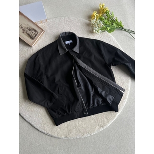 千鸟格拼接领口门襟黑色夹克外套基础百搭通勤新贵cleanfit棒球服