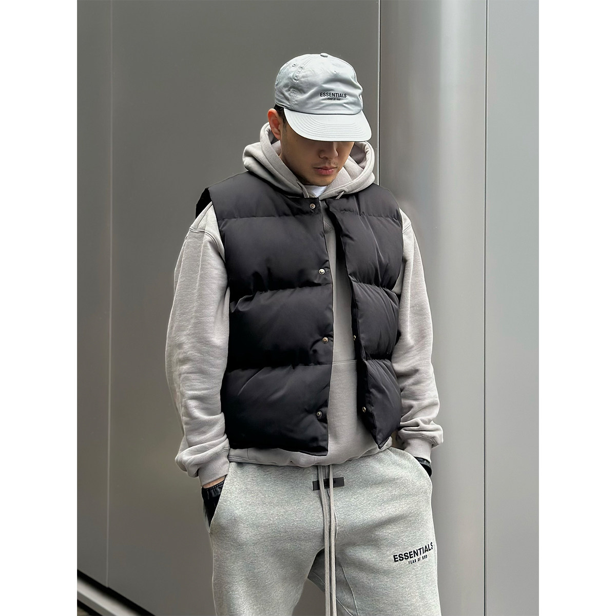 基础美式高街加厚羽绒棉马甲男女保暖棉服背心秋冬季运动简约外套