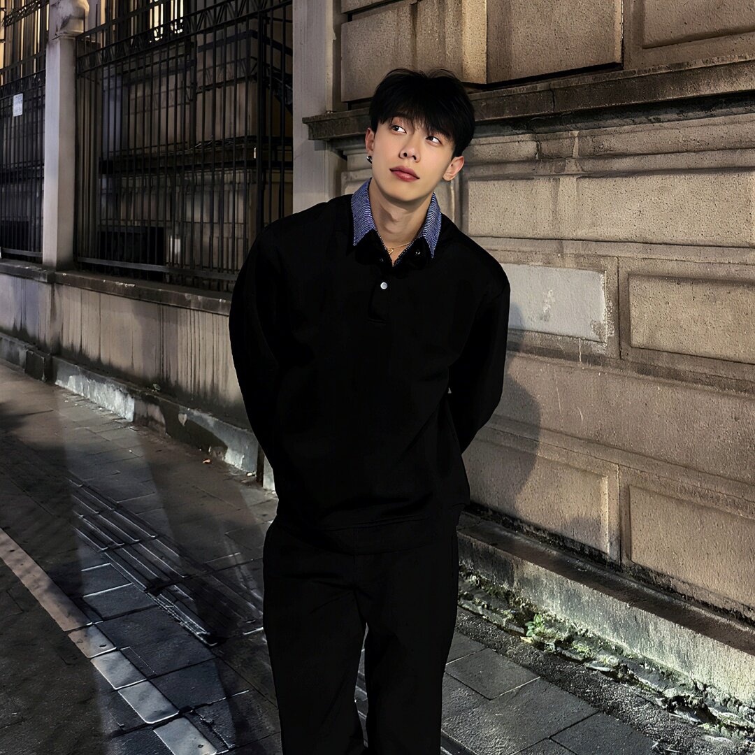 假两件格子拼接卫衣男款秋冬季美式痞帅亨利领长袖t恤重磅POLO衫