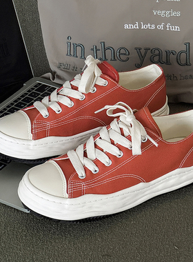 秋季小众帆布溶解鞋潮牌男鞋厚底增高学生板鞋四季透气运动休闲鞋