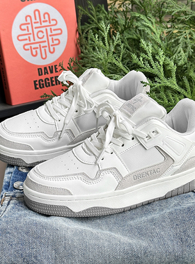 小众白色滑板鞋子男2025新款夏季透气百搭情侣款面包鞋厚底休闲鞋