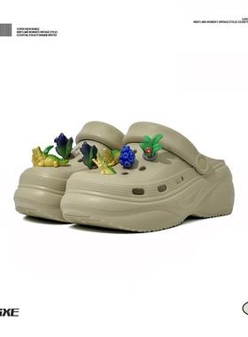 VISOONS湿地沼泽包头拖女2025新款时尚夏季外穿懒人洞洞鞋凉拖