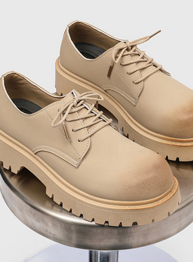 德比鞋男款秋季2025新款马丁靴厚底内增高小众美式复古工装鞋皮鞋