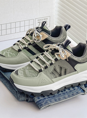 港风老爹鞋男2025新款冬季青少年运动鞋男士增高厚底百搭休闲潮鞋