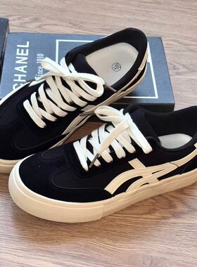 男款低帮帆布鞋小众青少年2025爆款休闲板鞋子男学生潮牌黑色男鞋